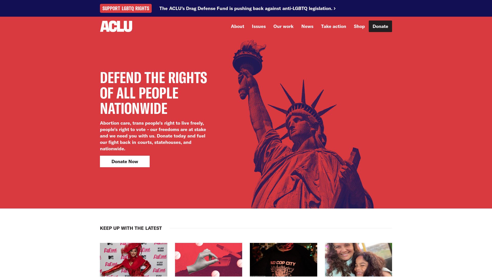 État du site web aclu.org est   EN LIGNE