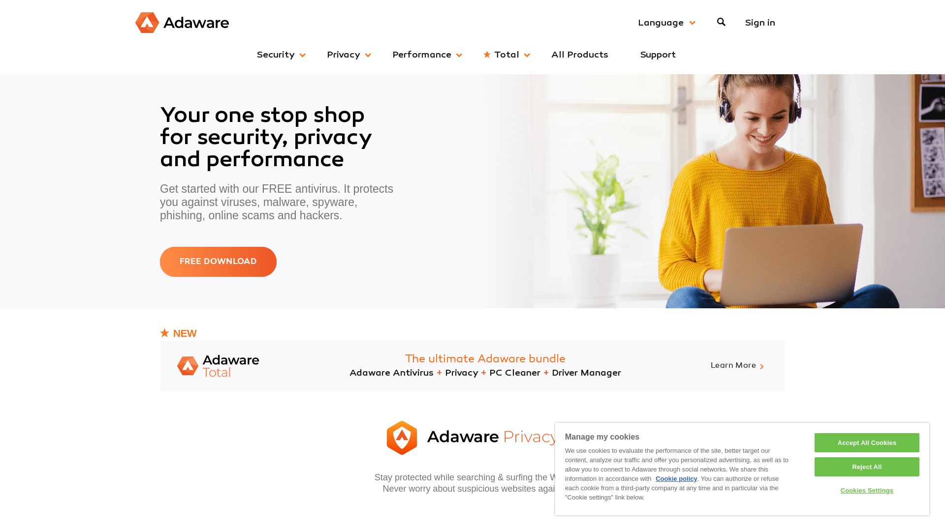 État du site web adaware.com est   EN LIGNE