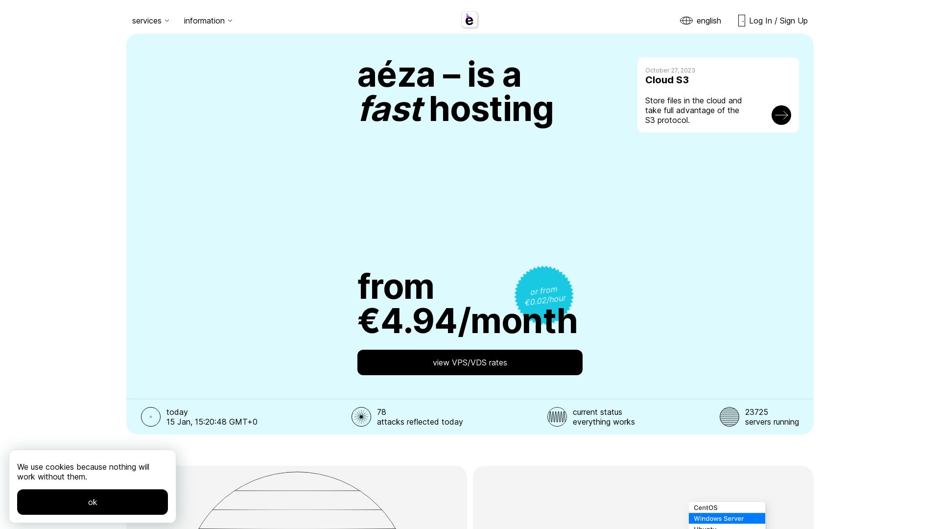 État du site web aeza.net est   EN LIGNE