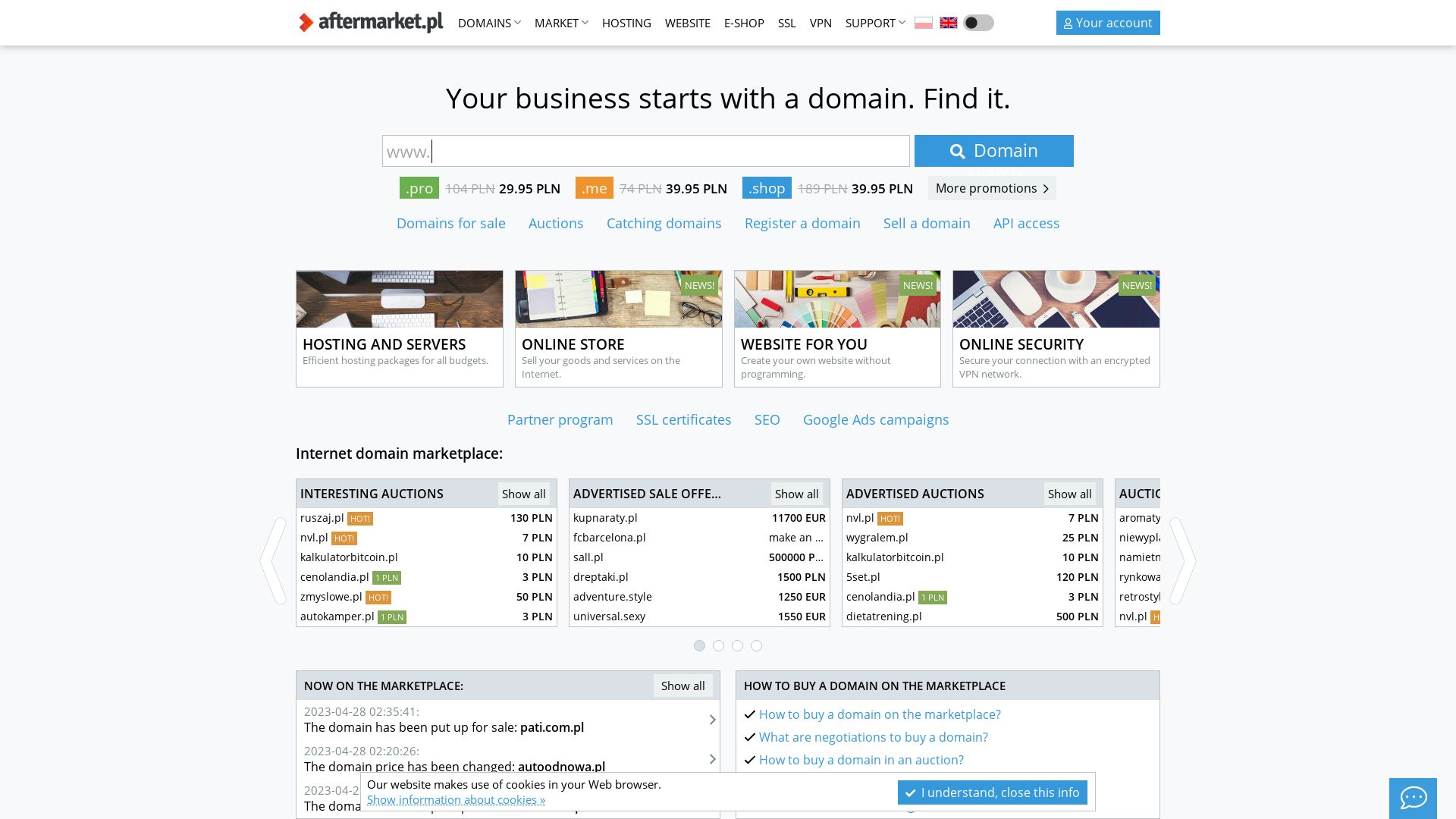 État du site web aftermarket.pl est   EN LIGNE