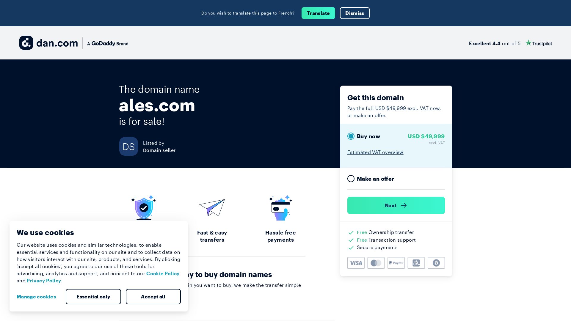 État du site web ales.com est   EN LIGNE