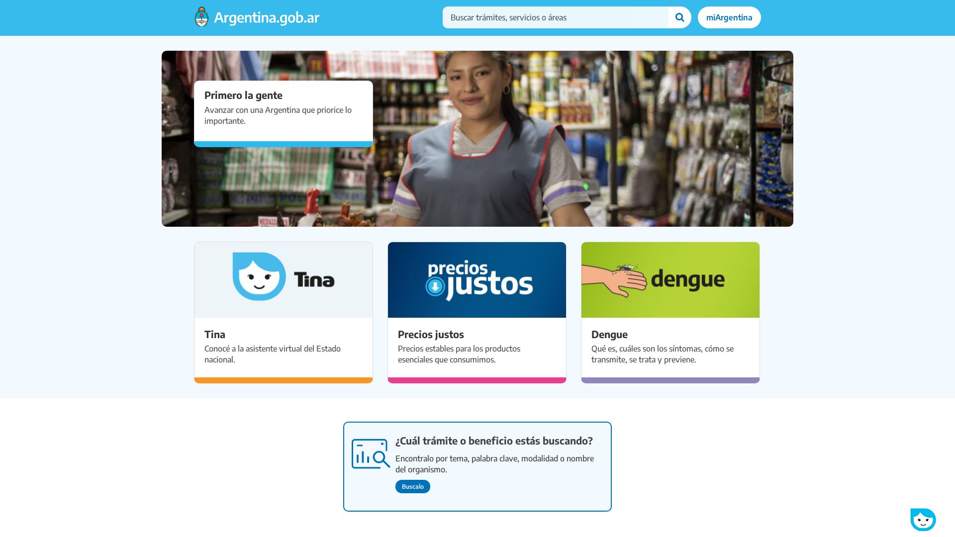 État du site web argentina.gob.ar est   EN LIGNE