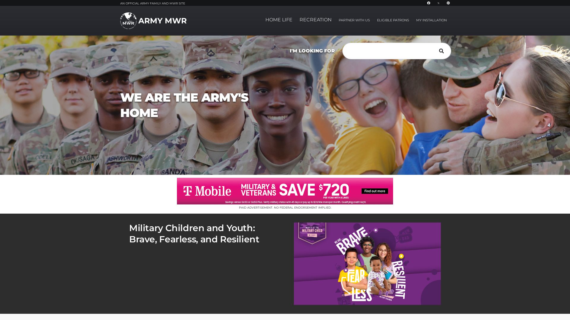 État du site web armymwr.com est   EN LIGNE