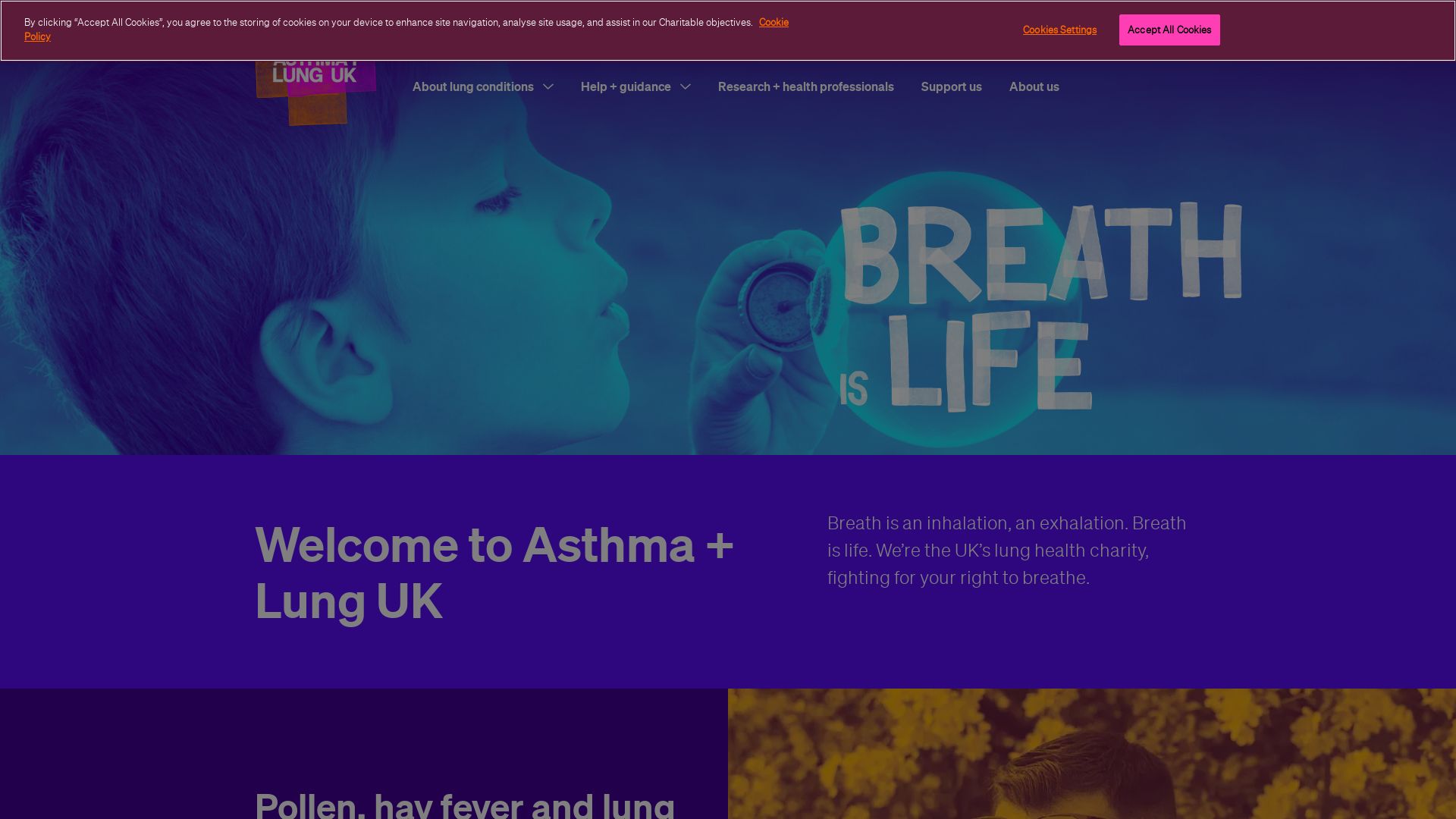 État du site web asthma.org.uk est   EN LIGNE