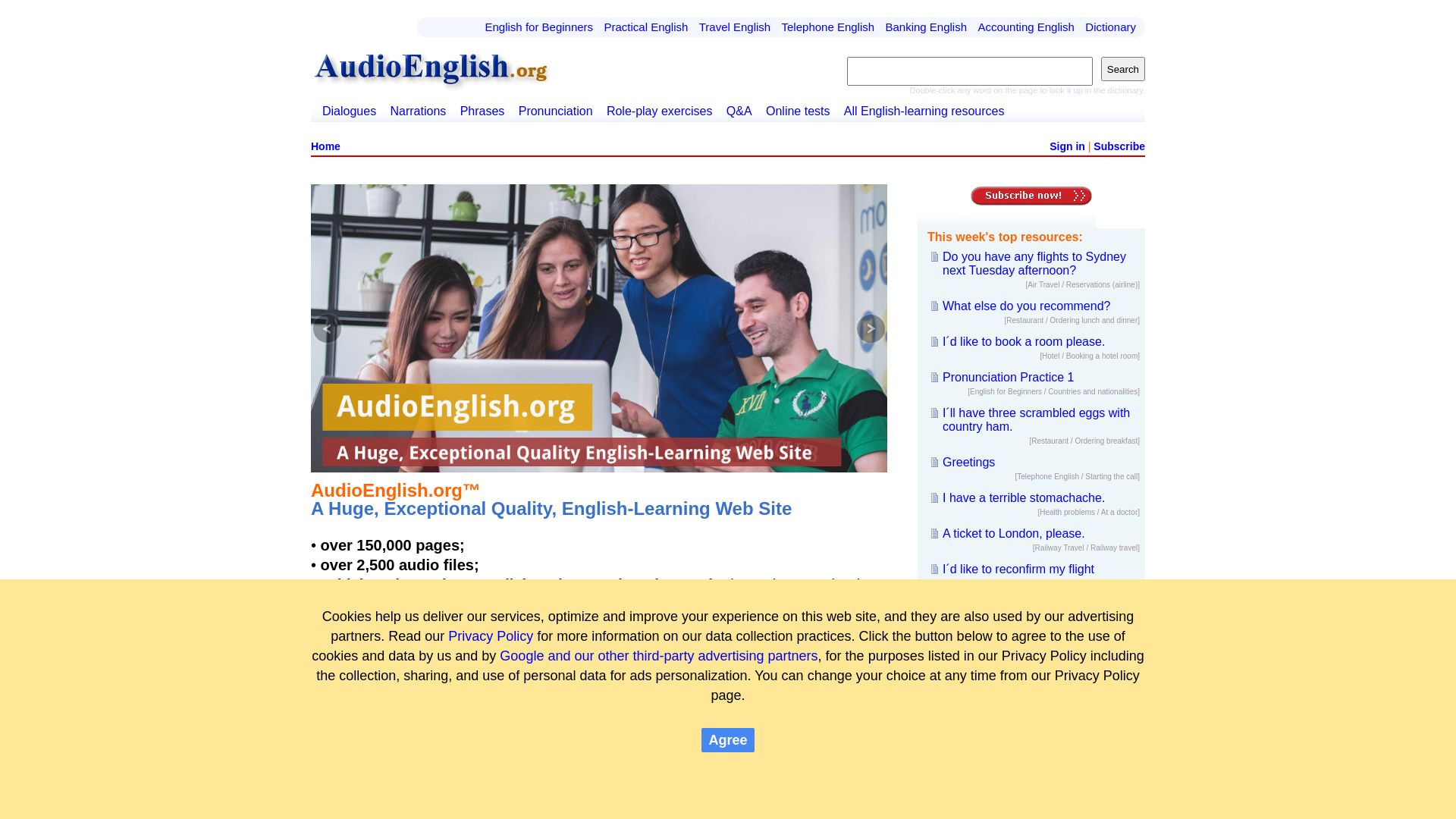 État du site web audioenglish.org est   EN LIGNE