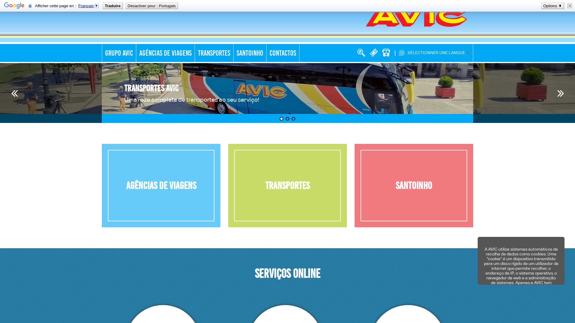 État du site web avic.pt est   EN LIGNE