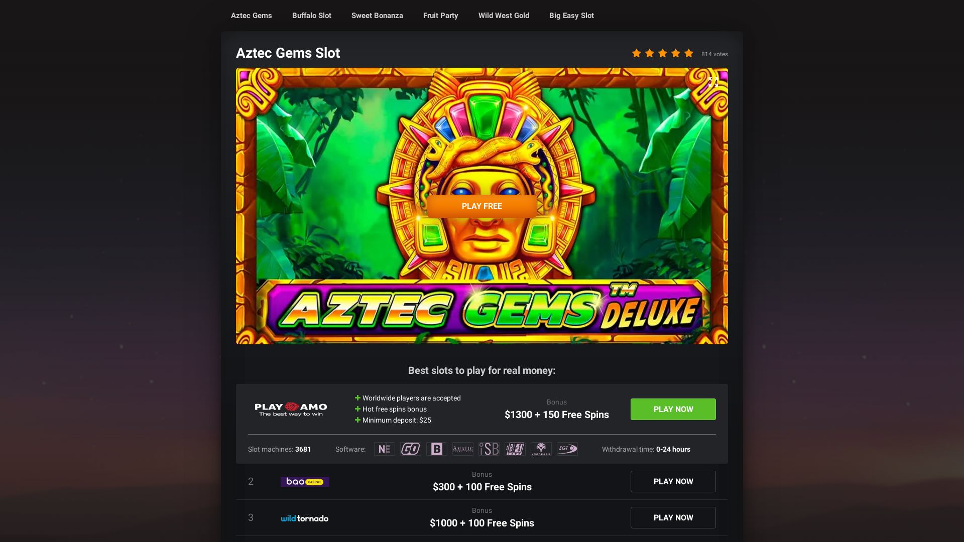 État du site web aztec-gems.com est   EN LIGNE