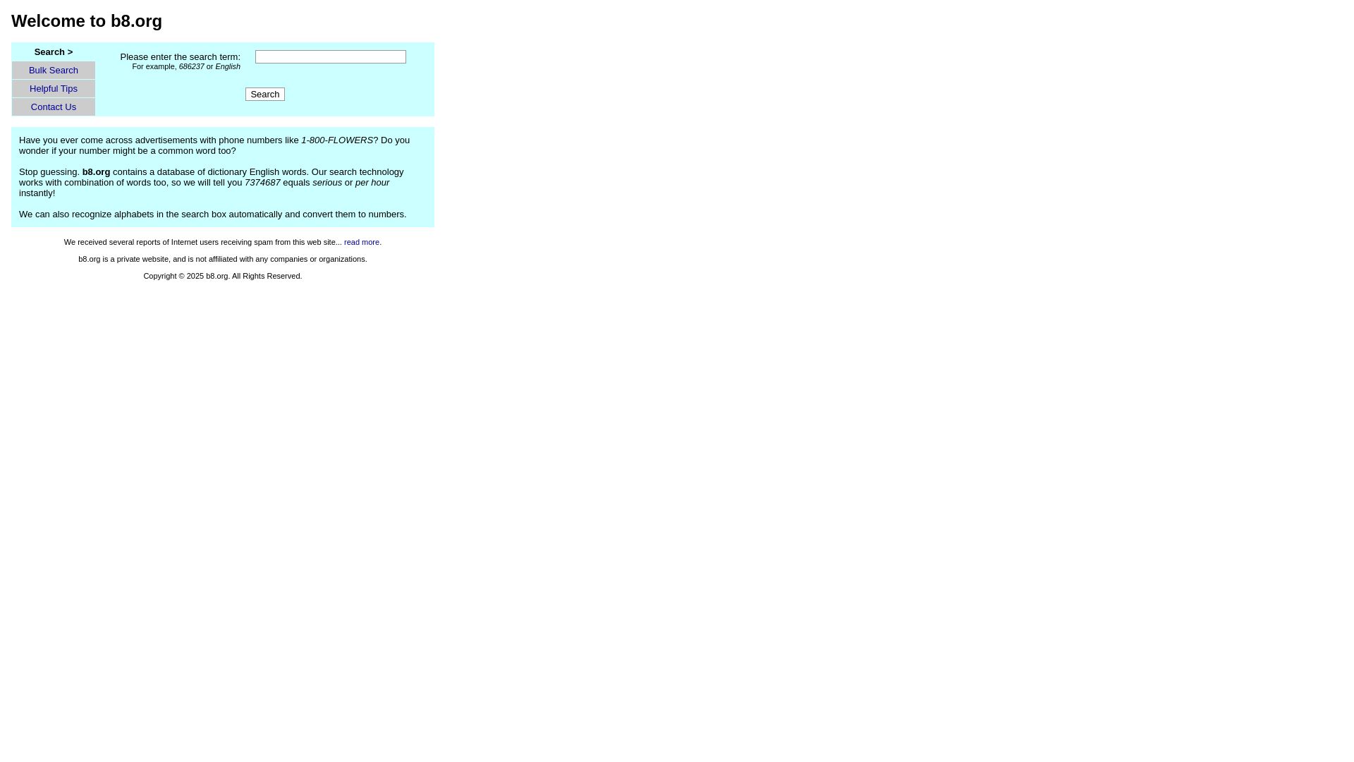 État du site web b8.org est   EN LIGNE