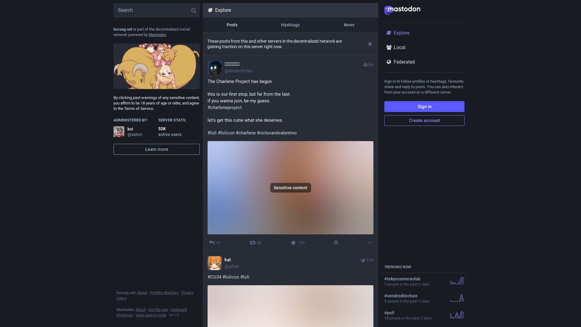 État du site web baraag.net est   EN LIGNE