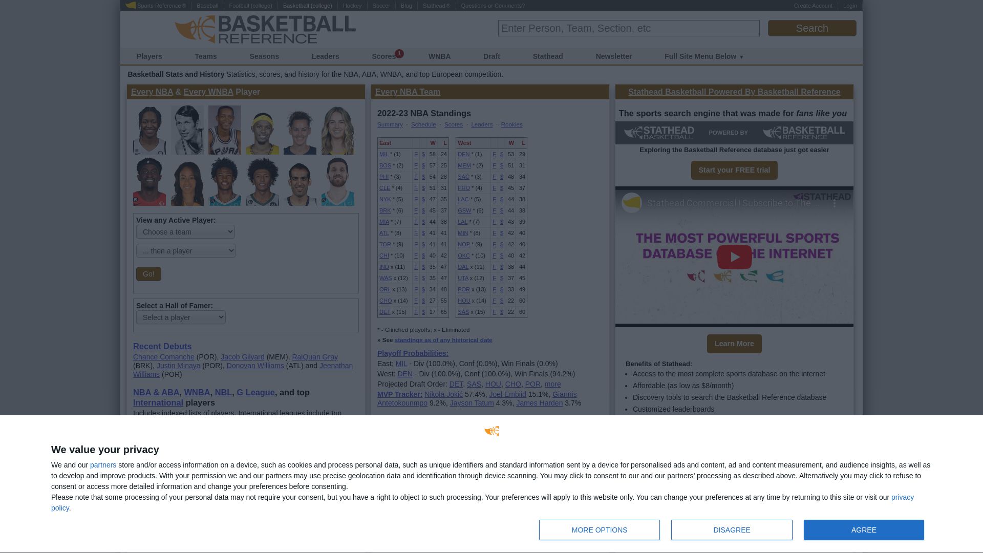 État du site web basketball-reference.com est   EN LIGNE