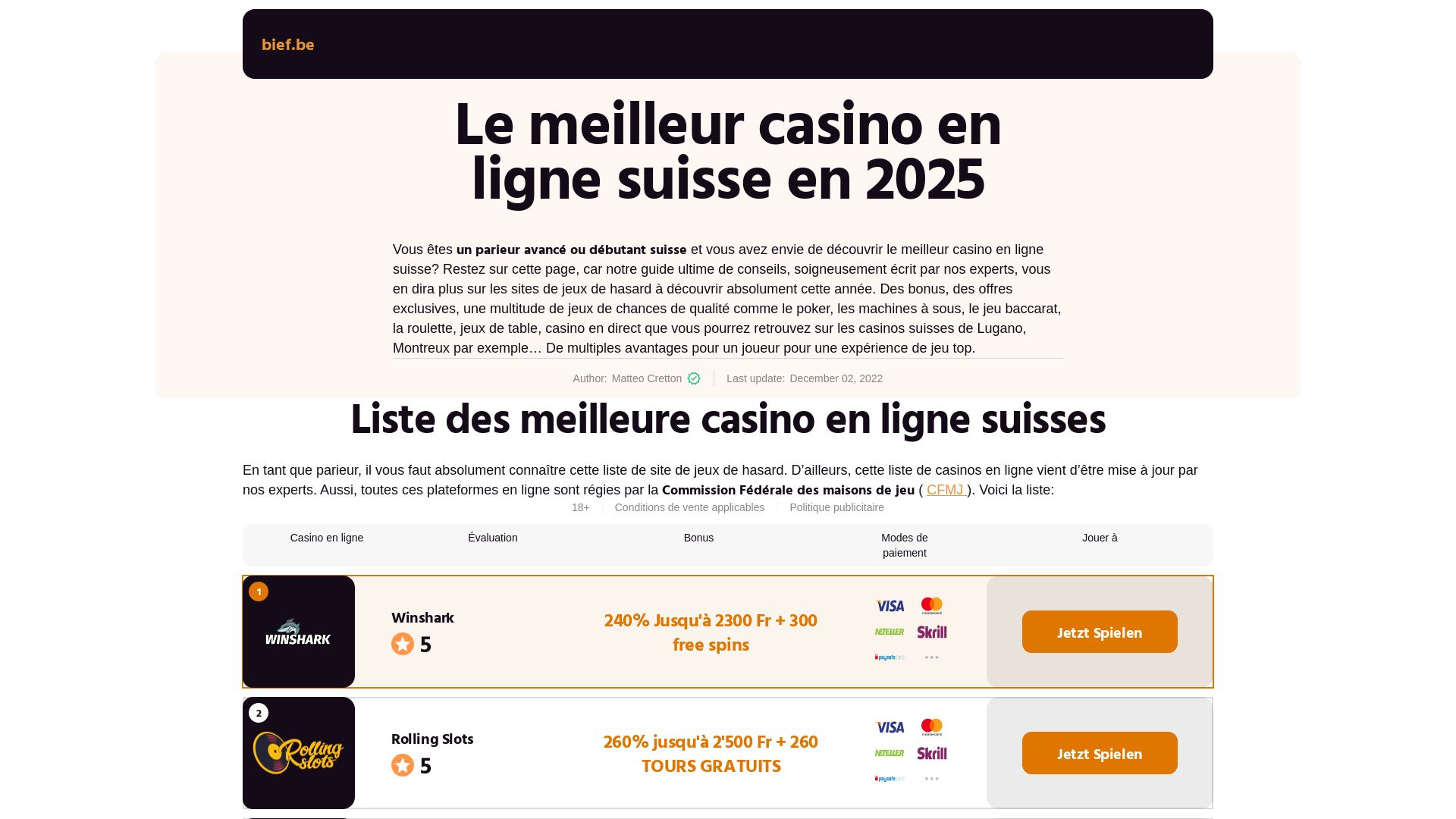 État du site web bief.be est   EN LIGNE