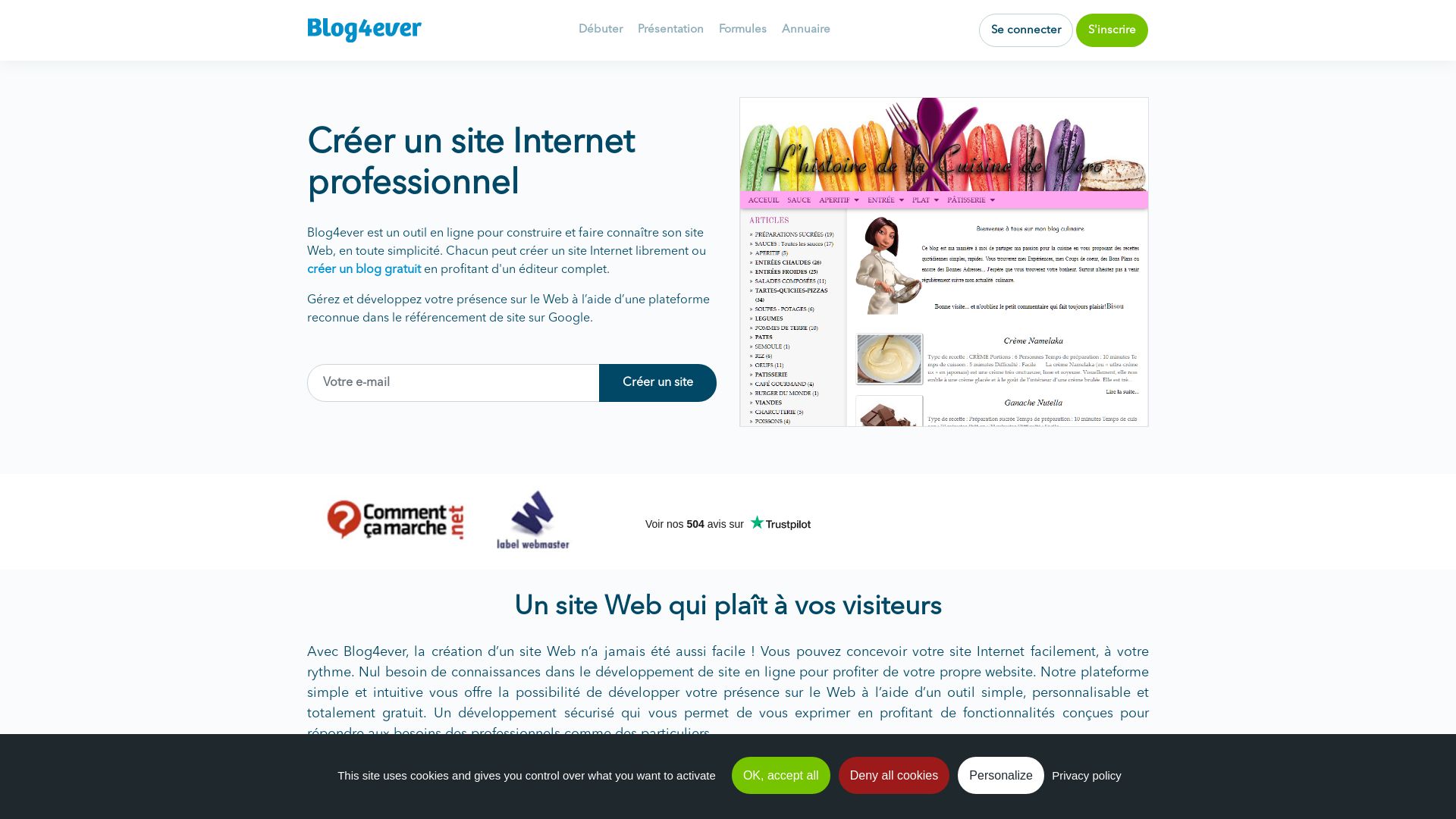 État du site web blog4ever.com est   EN LIGNE