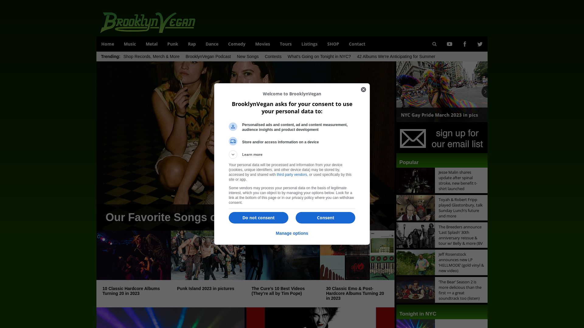 État du site web brooklynvegan.com est   EN LIGNE