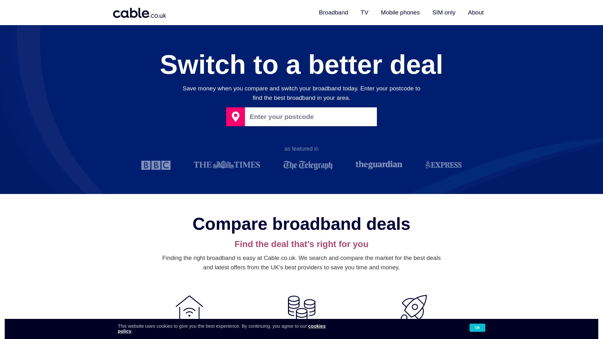 État du site web cable.co.uk est   EN LIGNE