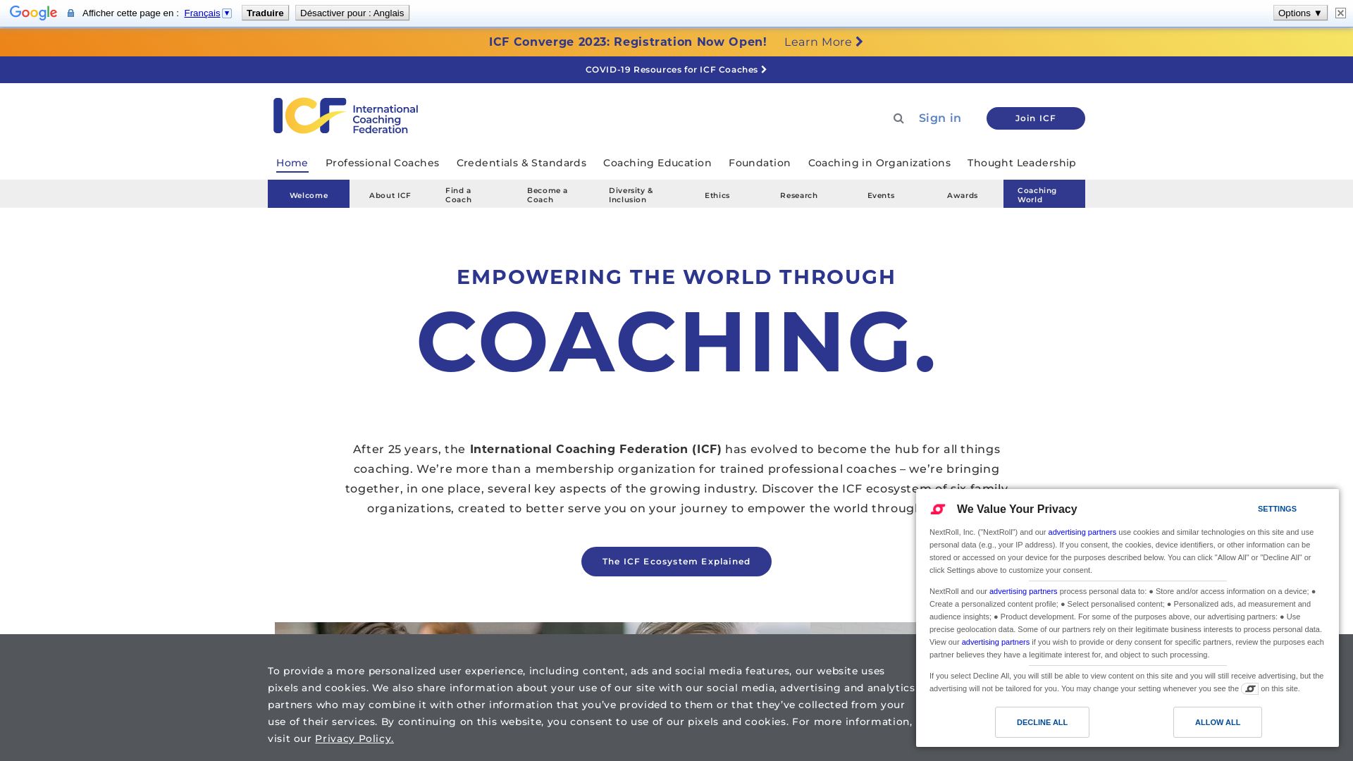 État du site web coachingfederation.org est   EN LIGNE