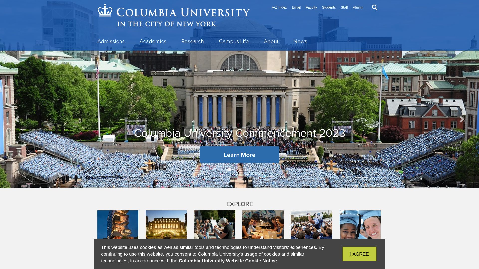 État du site web columbia.edu est   EN LIGNE
