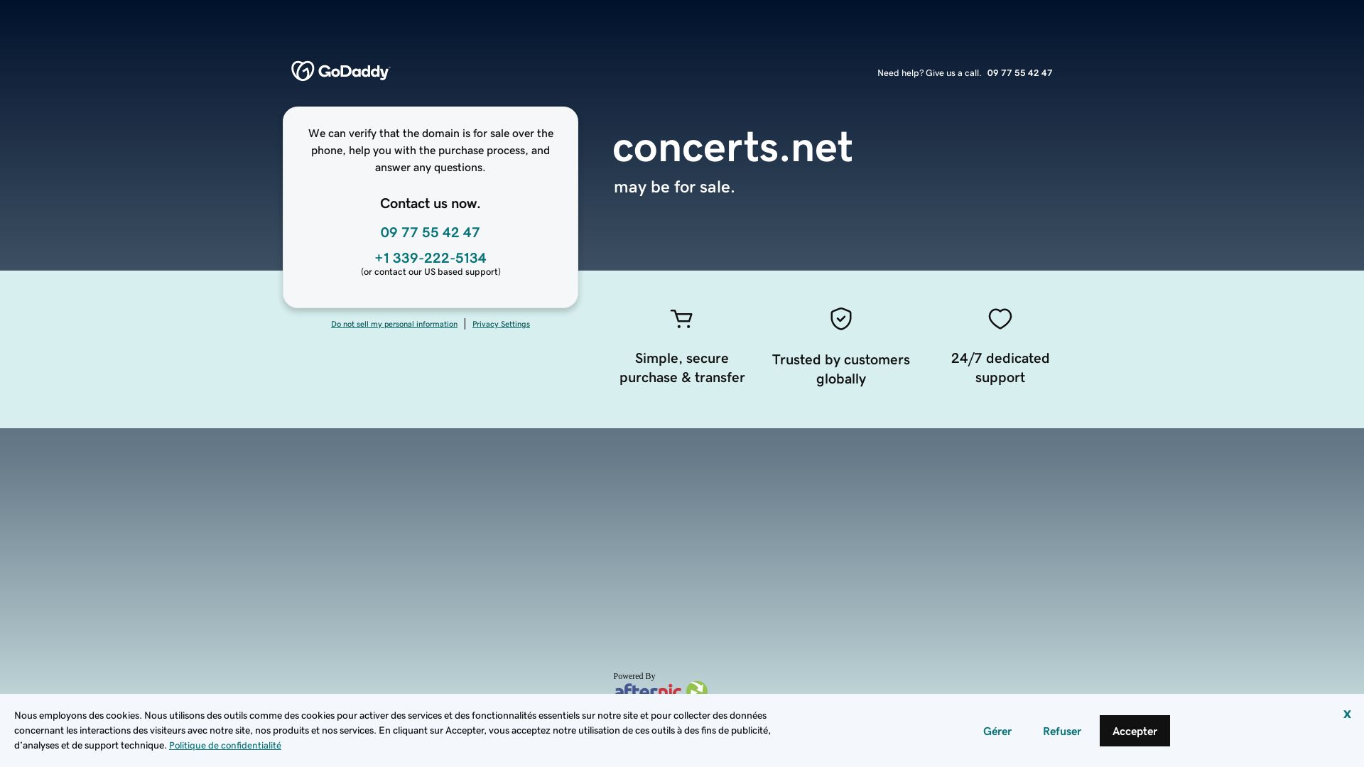 État du site web concerts.net est   EN LIGNE
