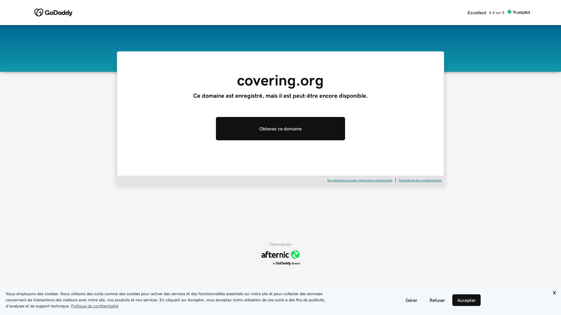 État du site web covering.org est   EN LIGNE