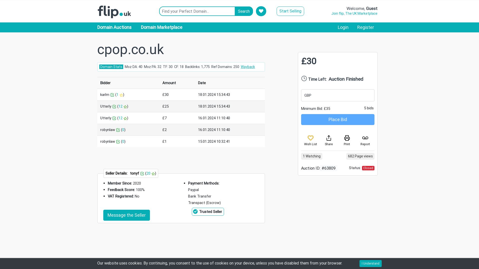 État du site web cpop.co.uk est   EN LIGNE