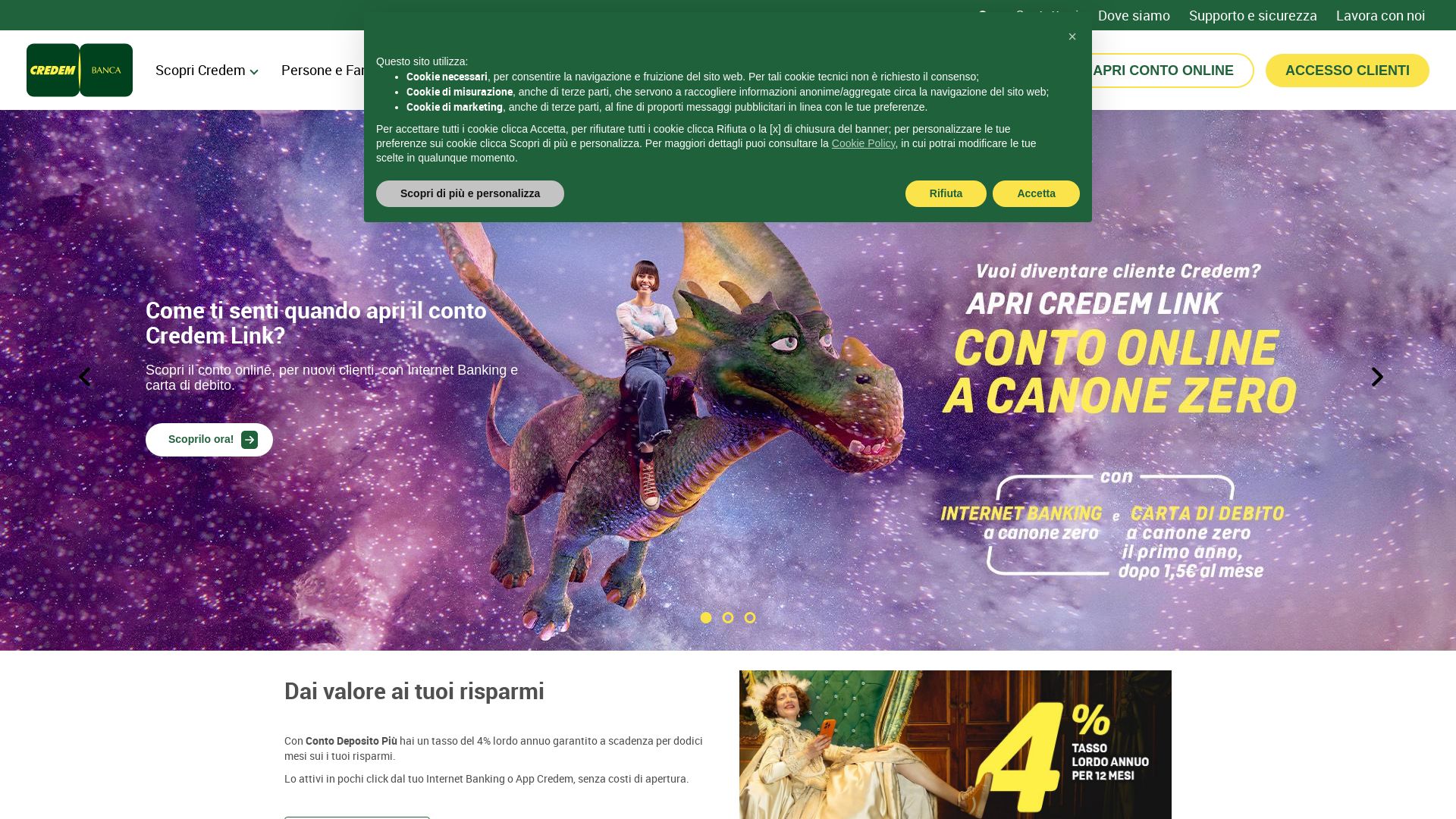 État du site web credem.net est   EN LIGNE