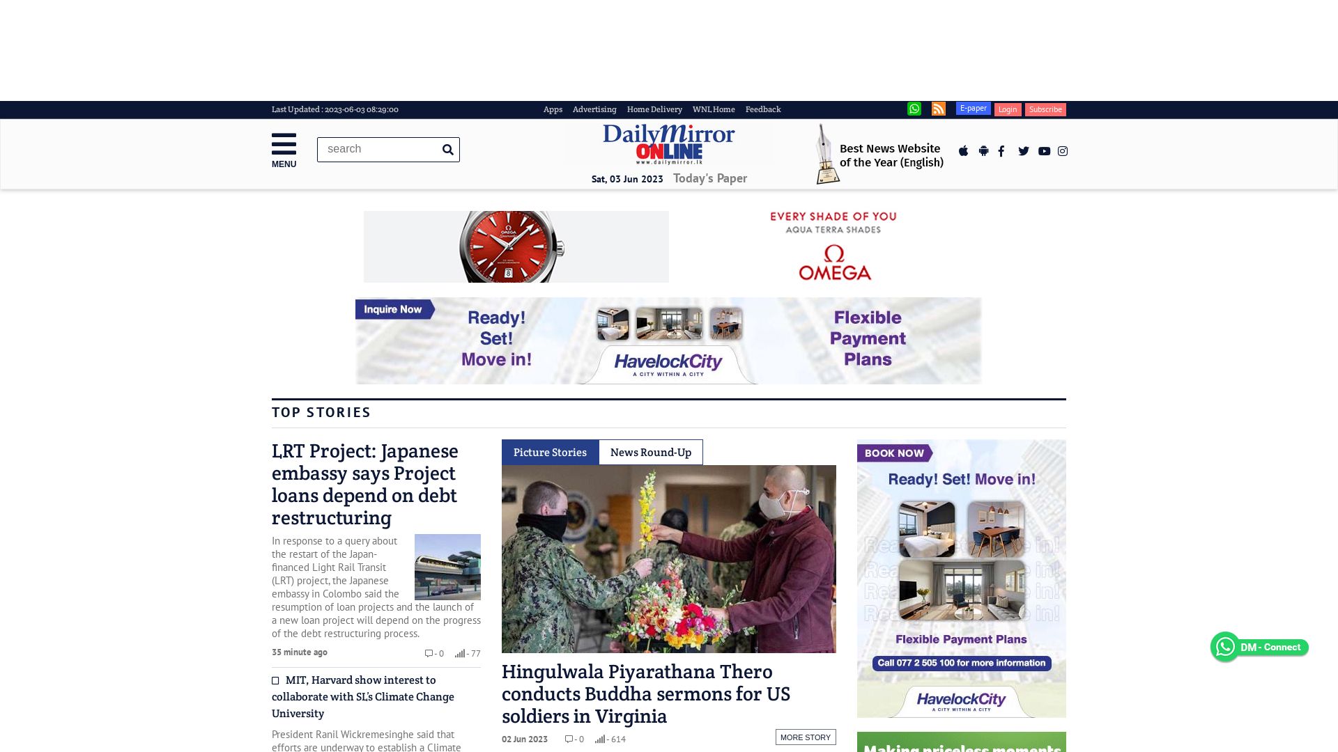 État du site web dailymirror.lk est   EN LIGNE