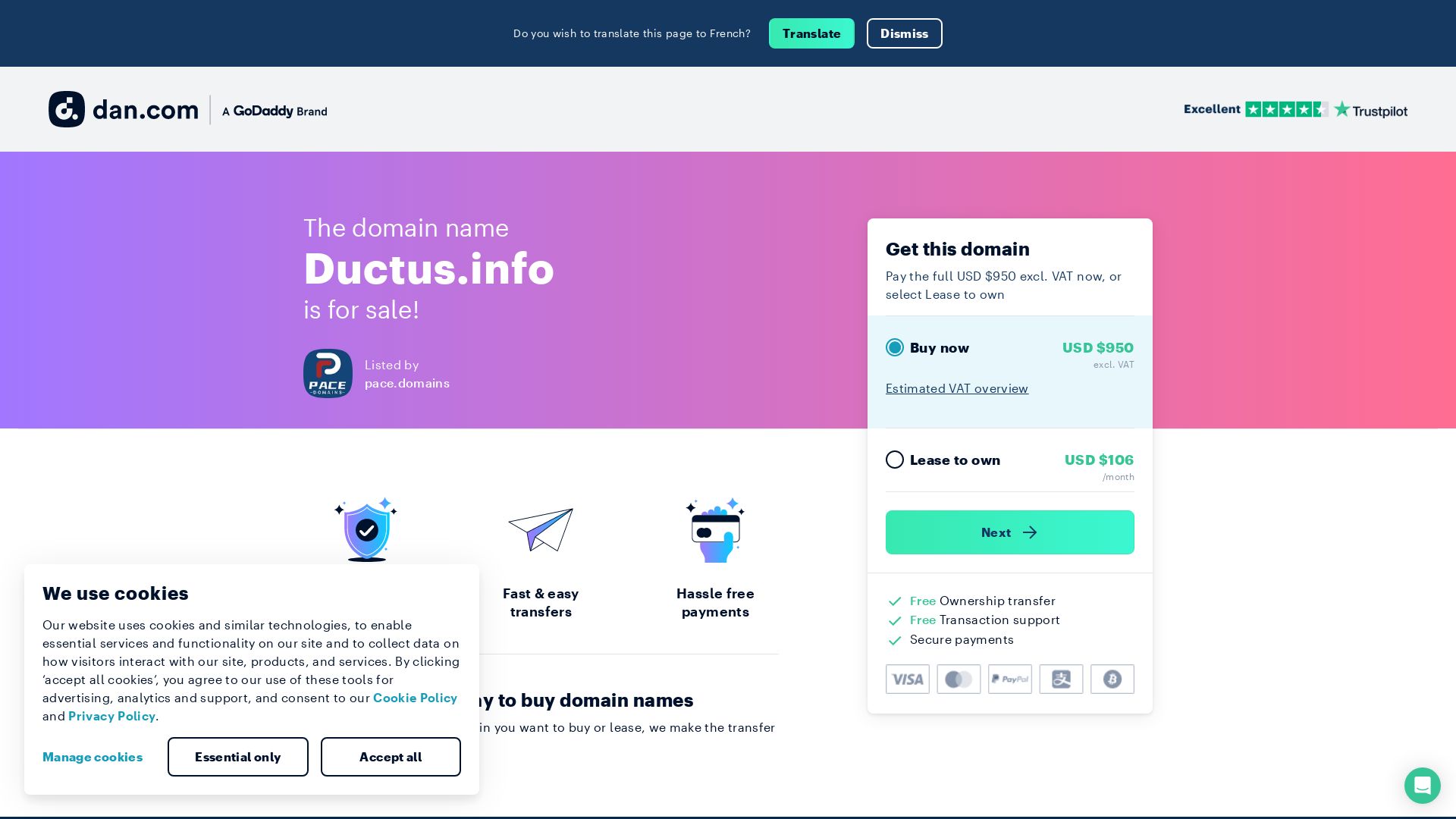 État du site web ductus.info est   EN LIGNE