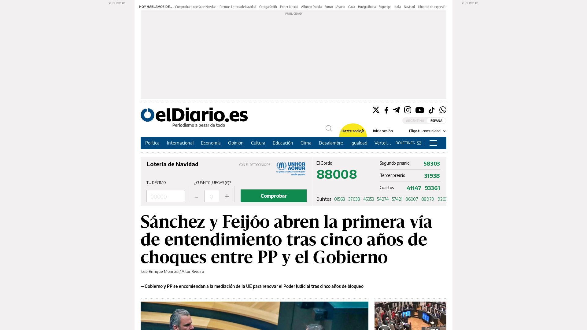 État du site web eldiario.es est   EN LIGNE