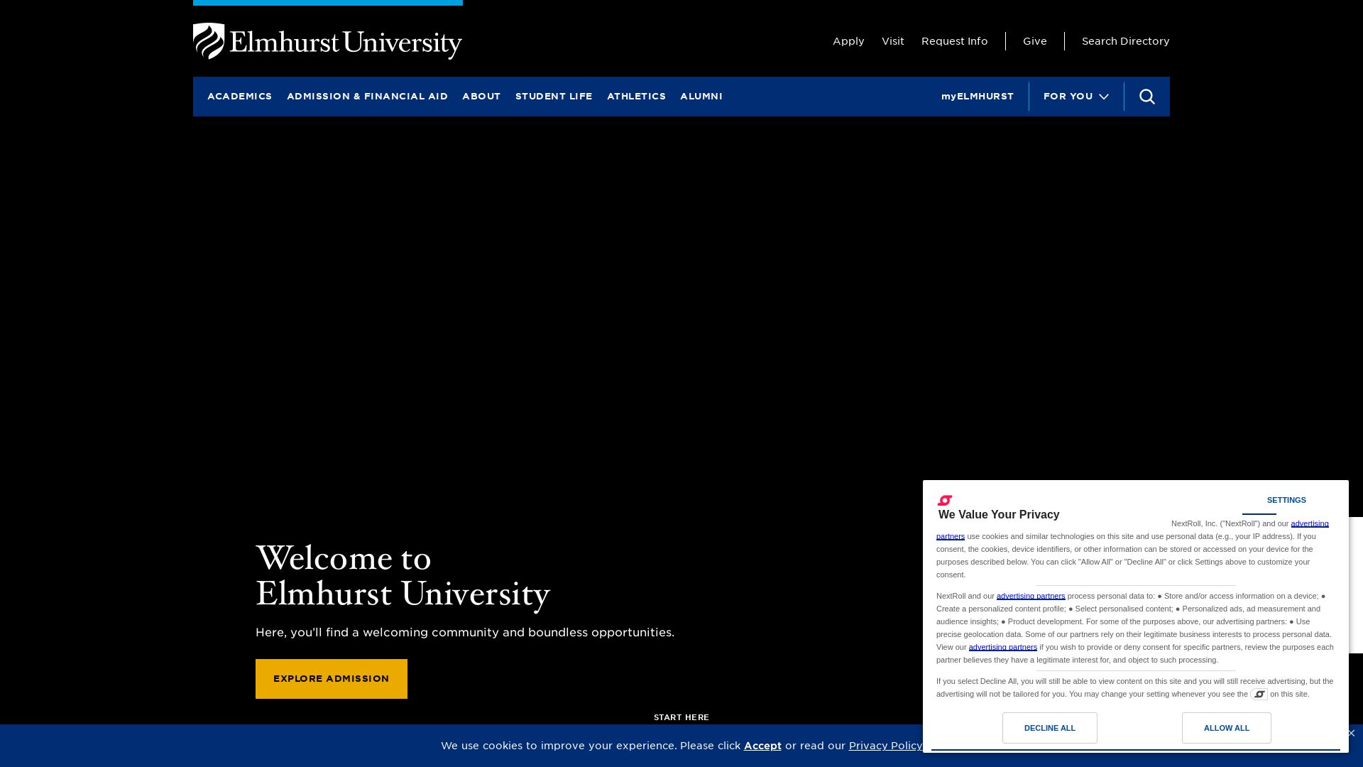 État du site web elmhurst.edu est   EN LIGNE