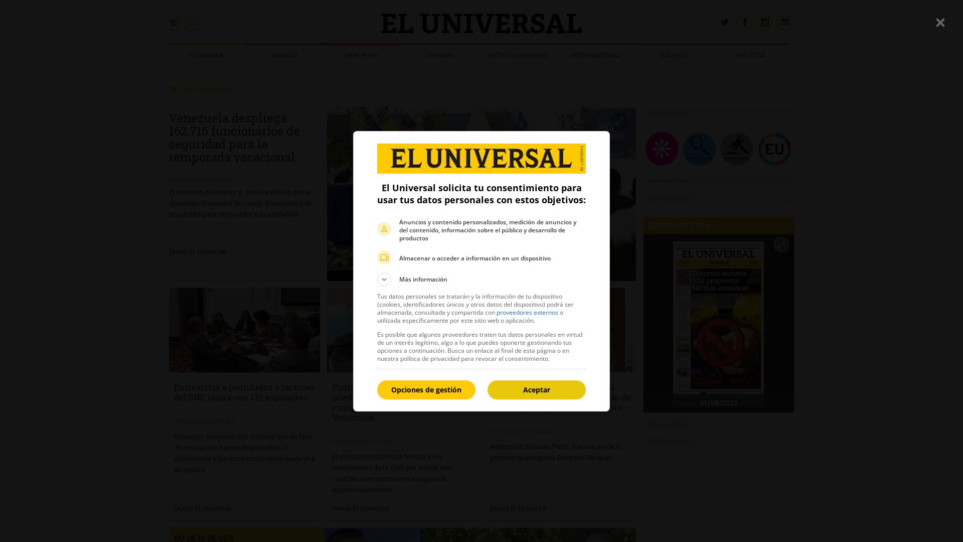 État du site web eluniversal.com est   EN LIGNE