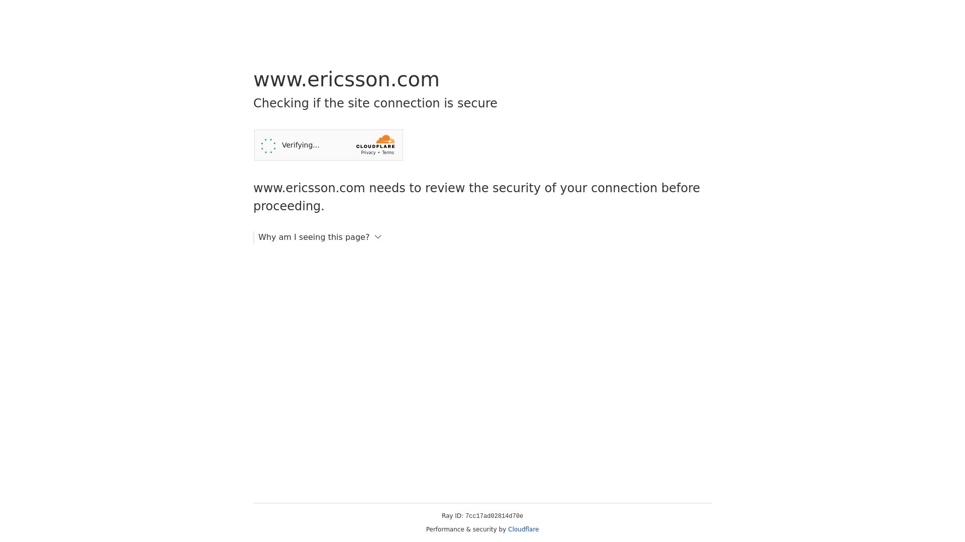 État du site web ericsson.com est   EN LIGNE
