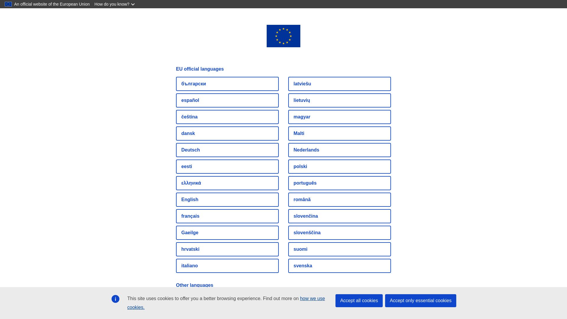 État du site web europa.eu est   EN LIGNE