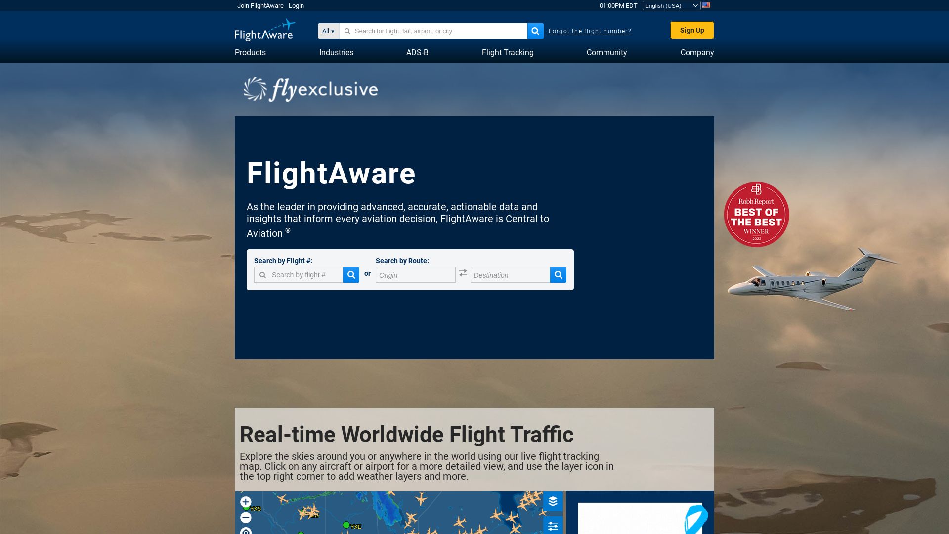 État du site web flightaware.com est   EN LIGNE