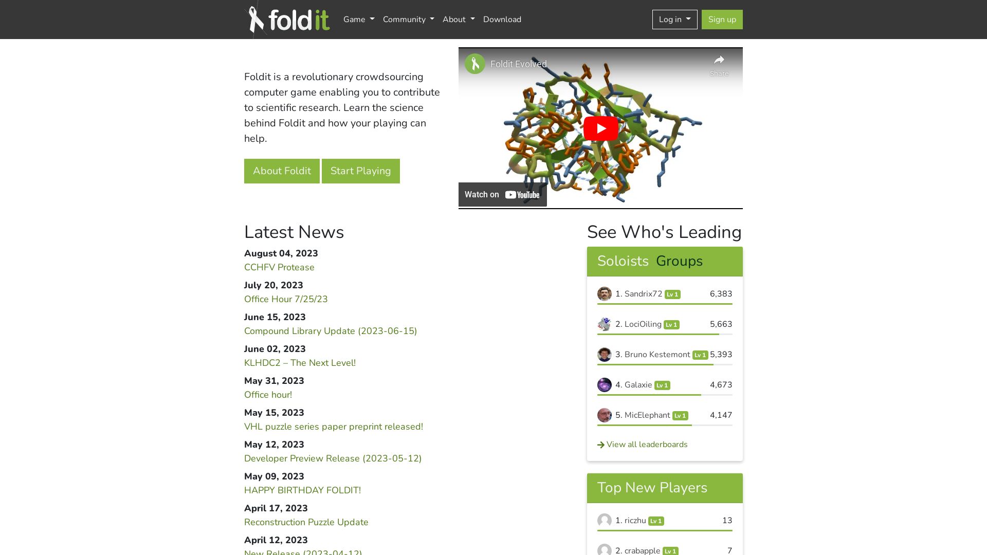 État du site web fold.it est   EN LIGNE