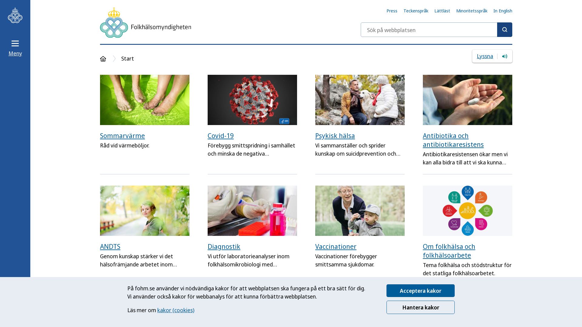 État du site web folkhalsomyndigheten.se est   EN LIGNE