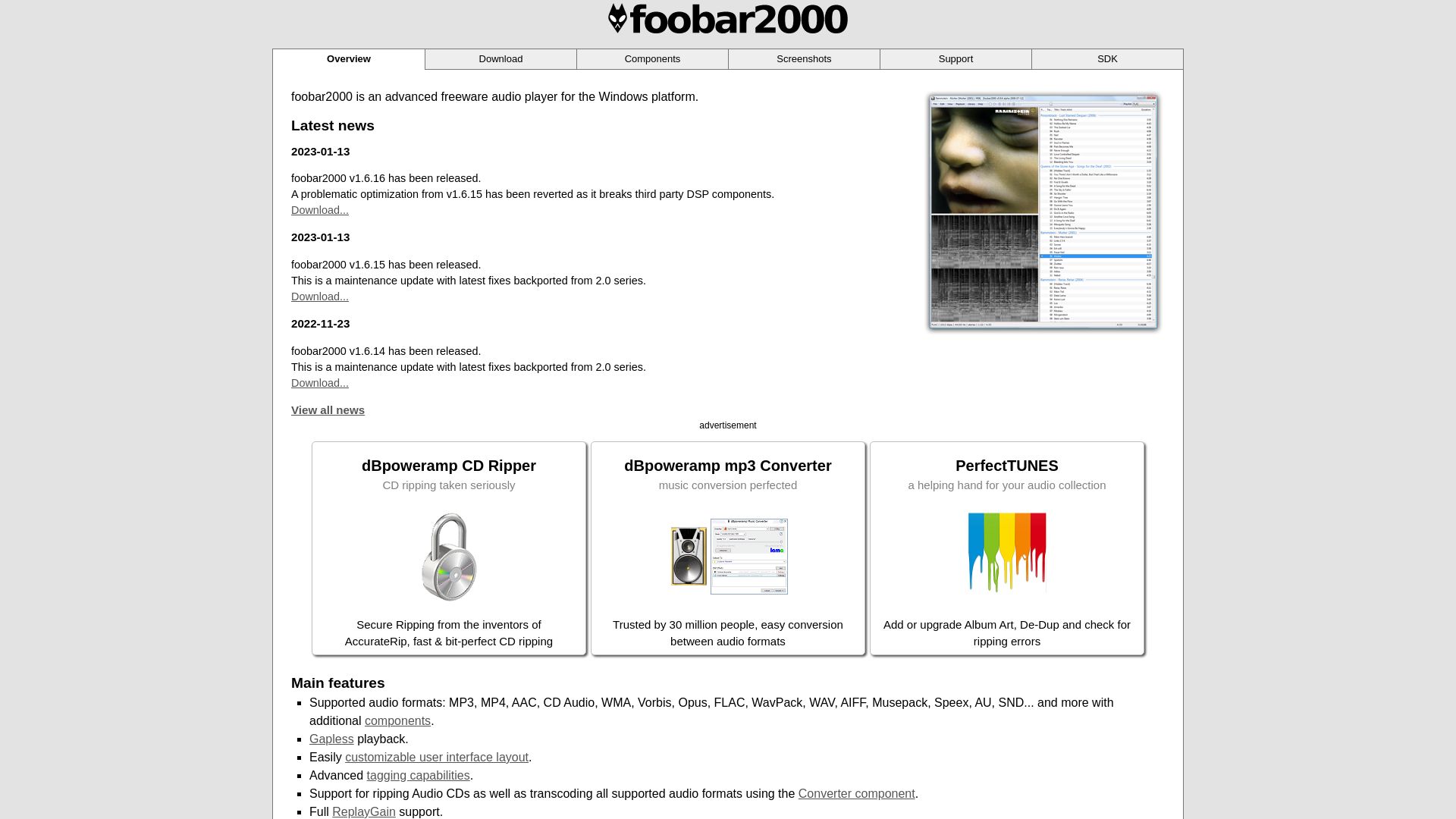 État du site web foobar2000.org est   EN LIGNE