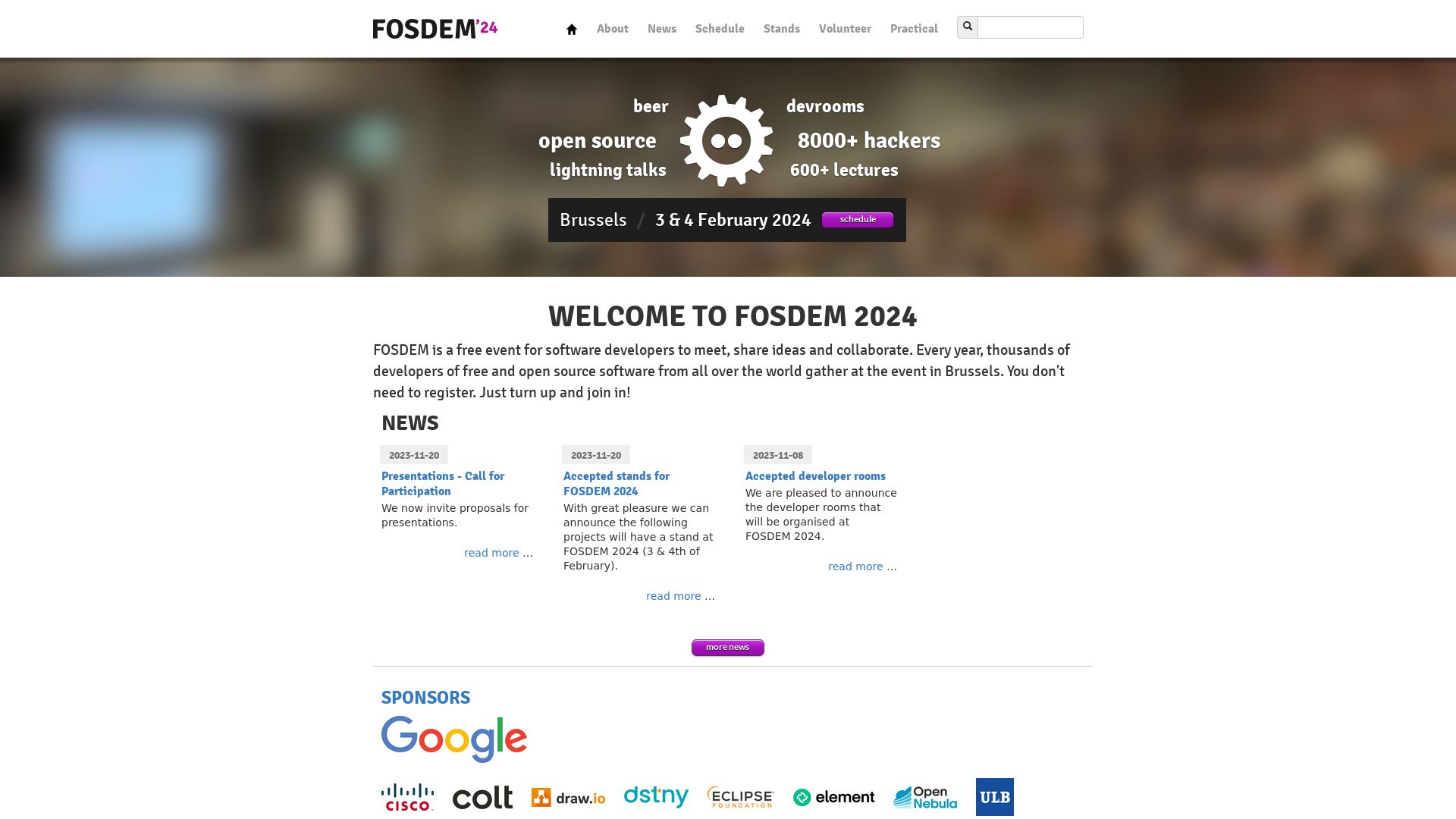 État du site web fosdem.org est   EN LIGNE