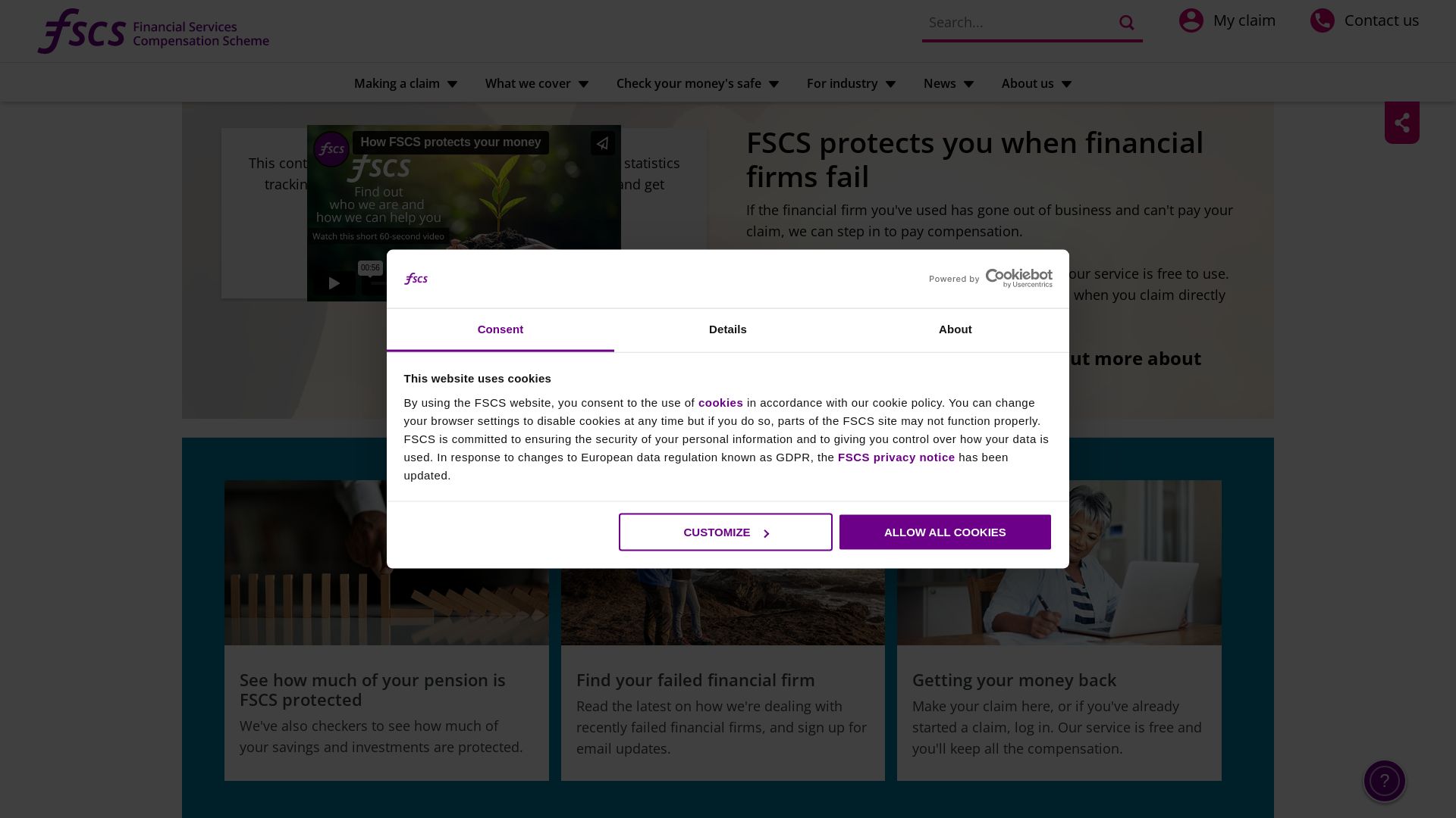 État du site web fscs.org.uk est   EN LIGNE