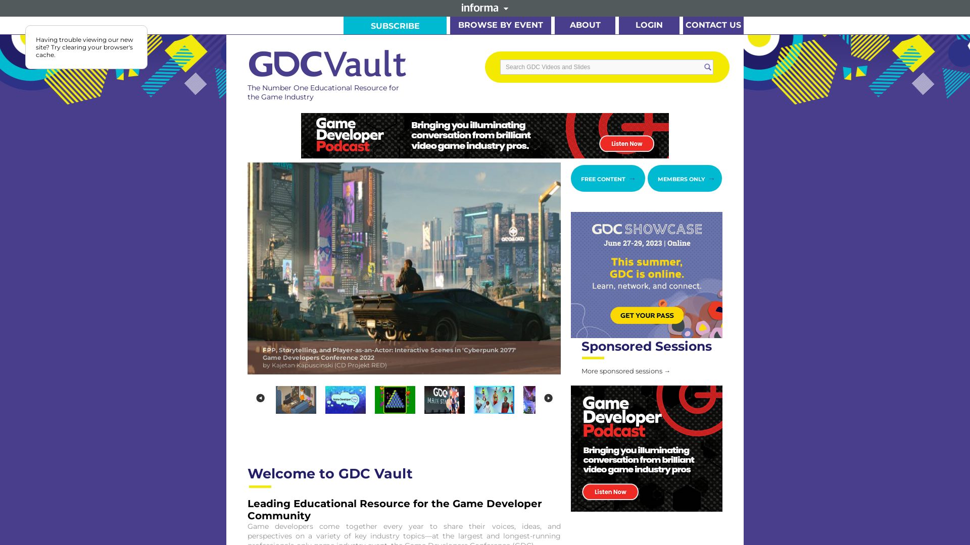 État du site web gdcvault.com est   EN LIGNE