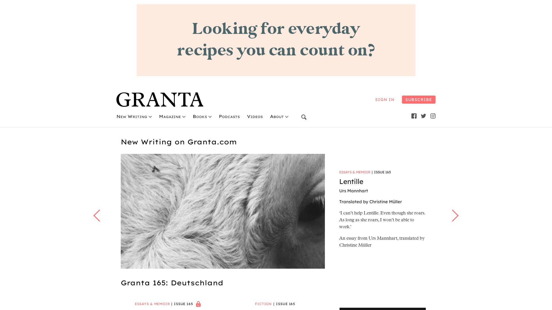 État du site web granta.com est   EN LIGNE