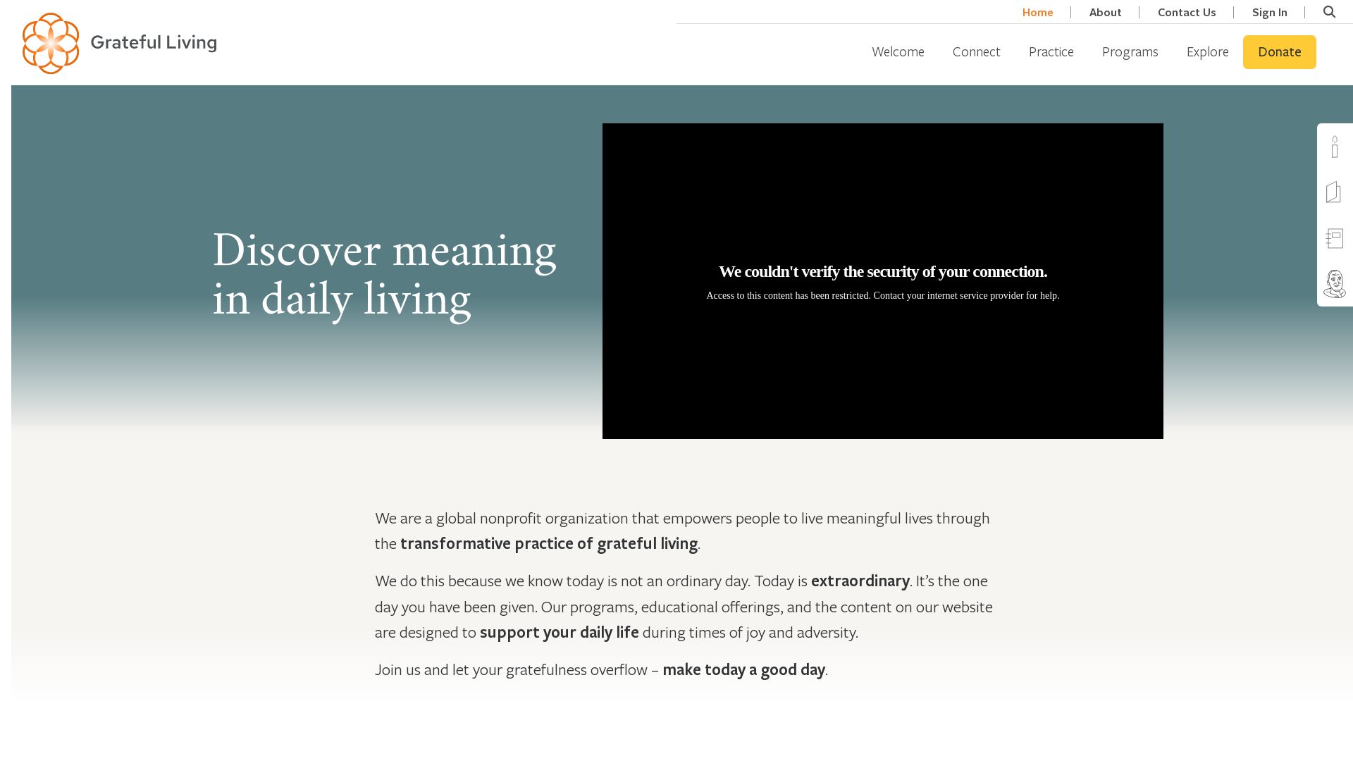 État du site web grateful.org est   EN LIGNE