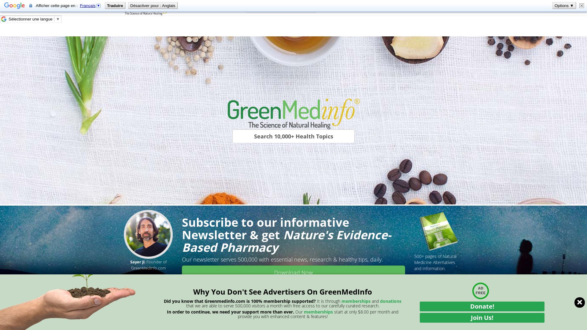 État du site web greenmedinfo.com est   EN LIGNE