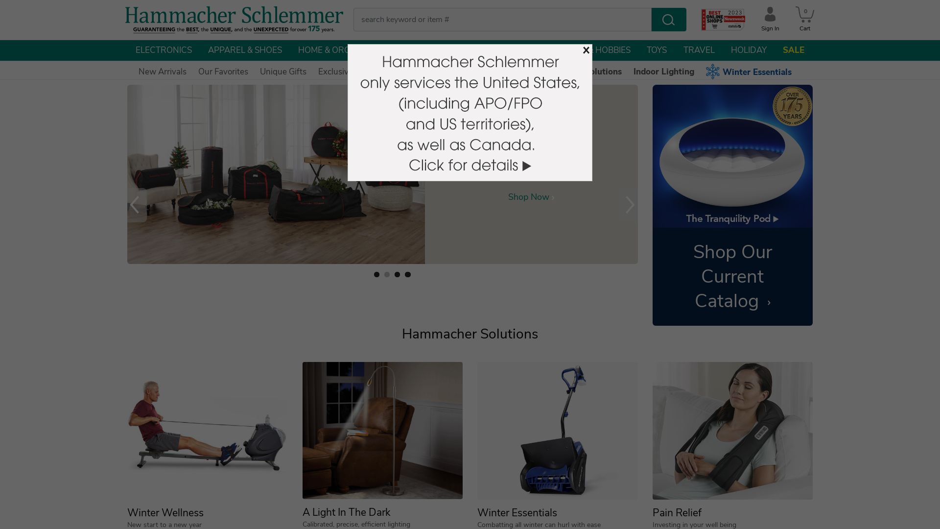 État du site web hammacher.com est   EN LIGNE