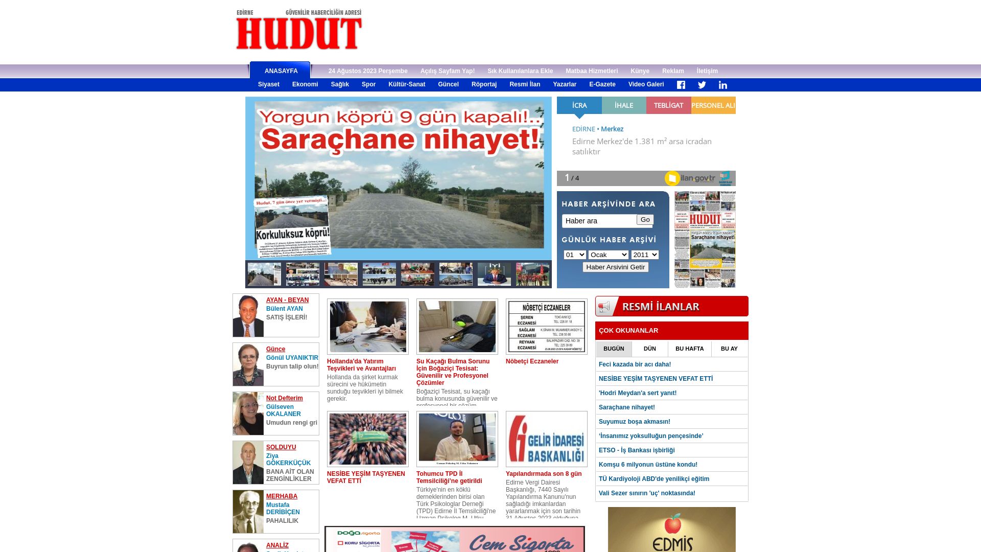 État du site web hudutgazetesi.com est   EN LIGNE