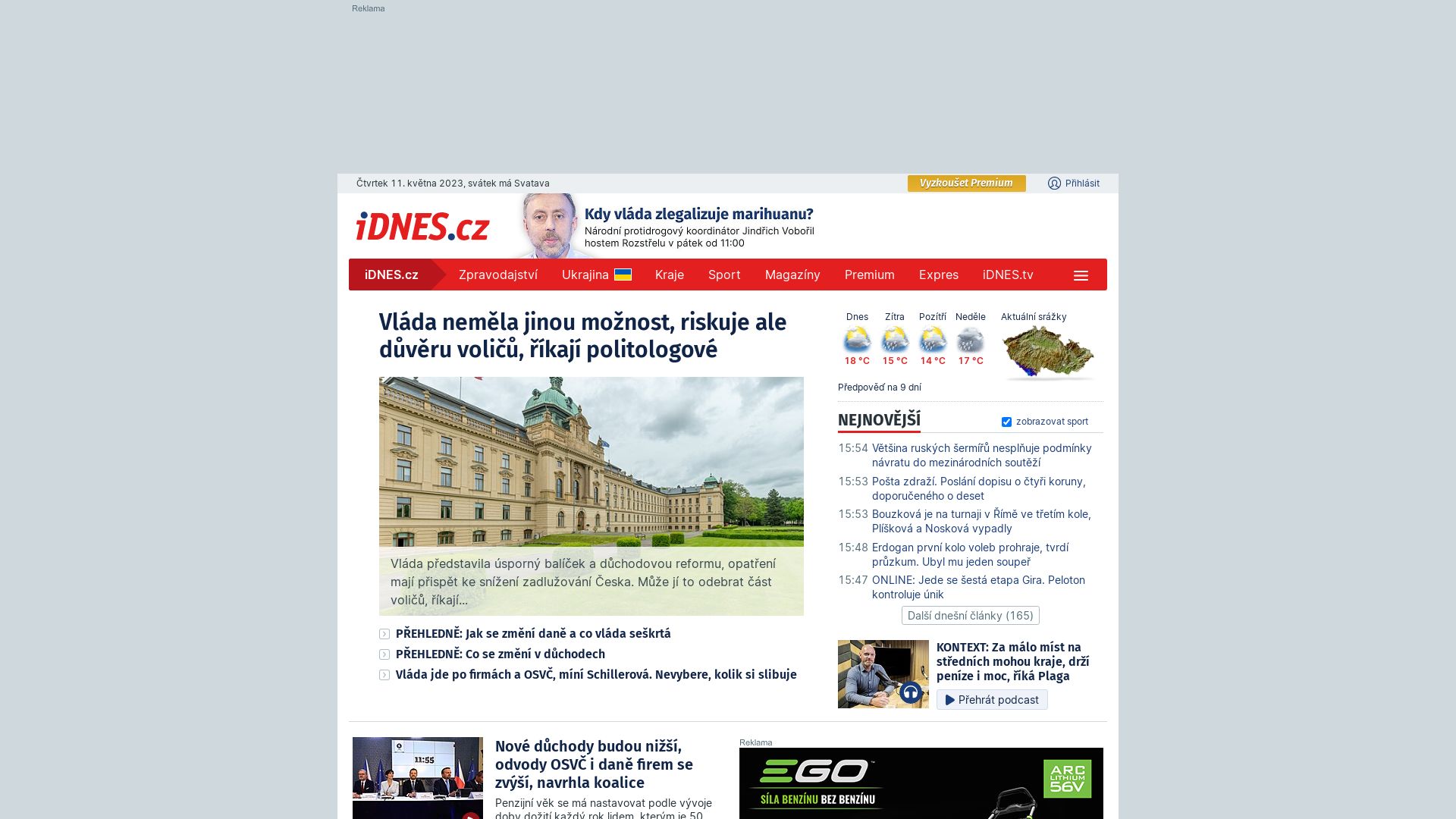 État du site web idnes.cz est   EN LIGNE