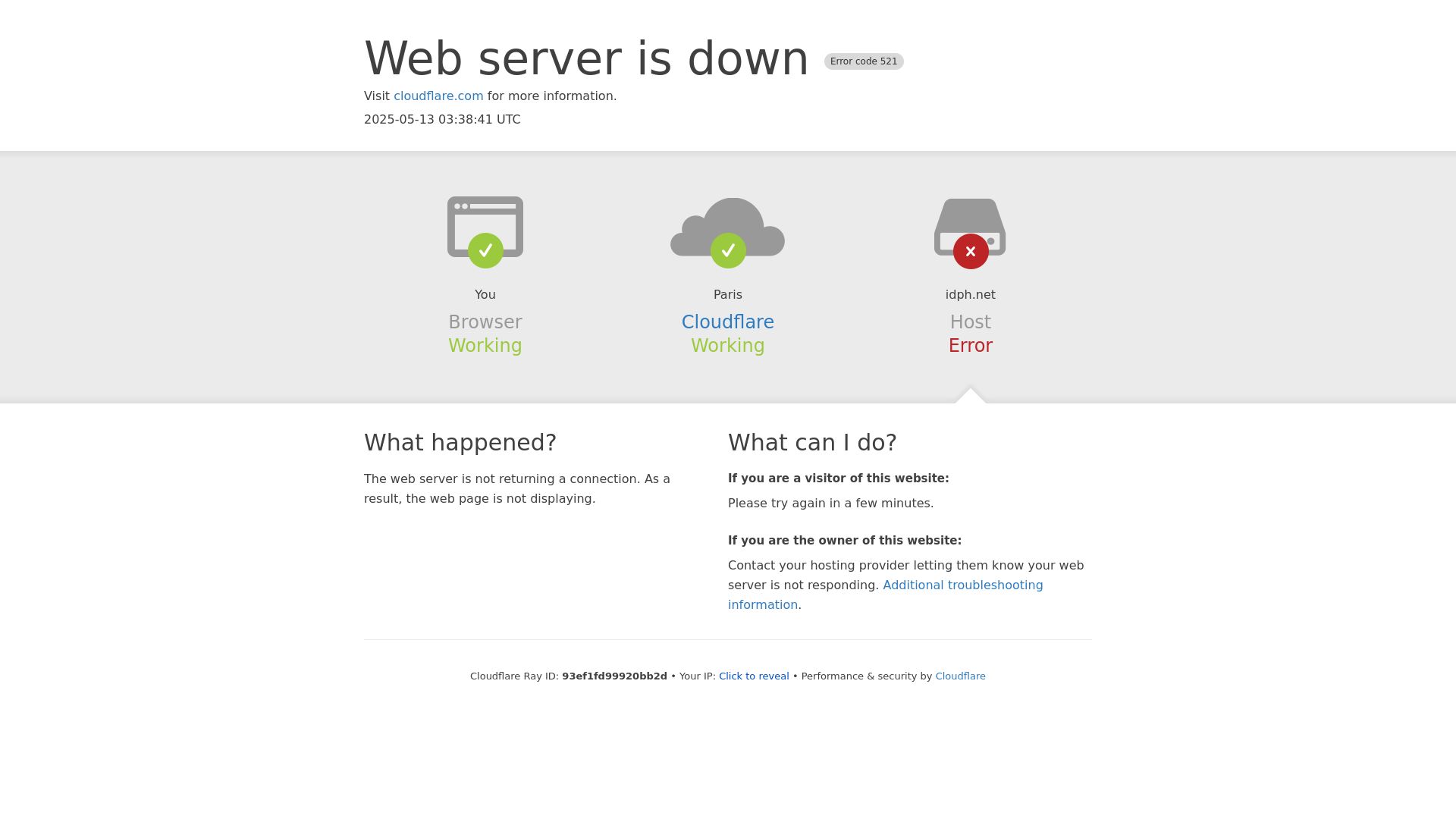 État du site web idph.net est   EN LIGNE