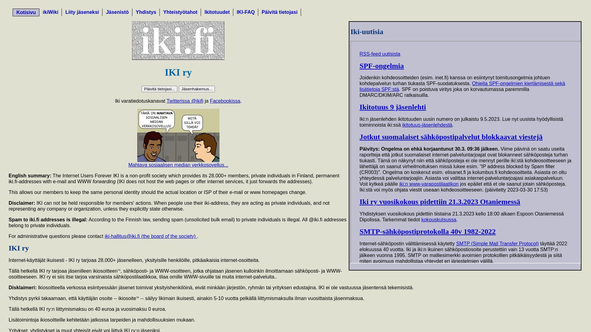 État du site web iki.fi est   EN LIGNE