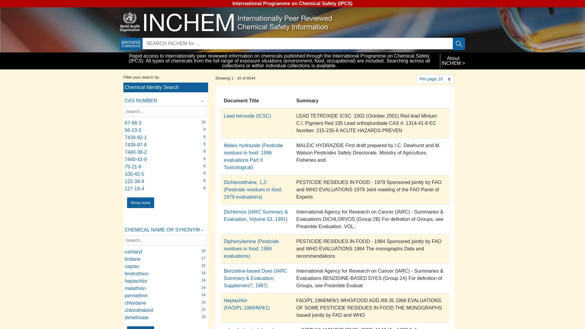 État du site web inchem.org est   EN LIGNE