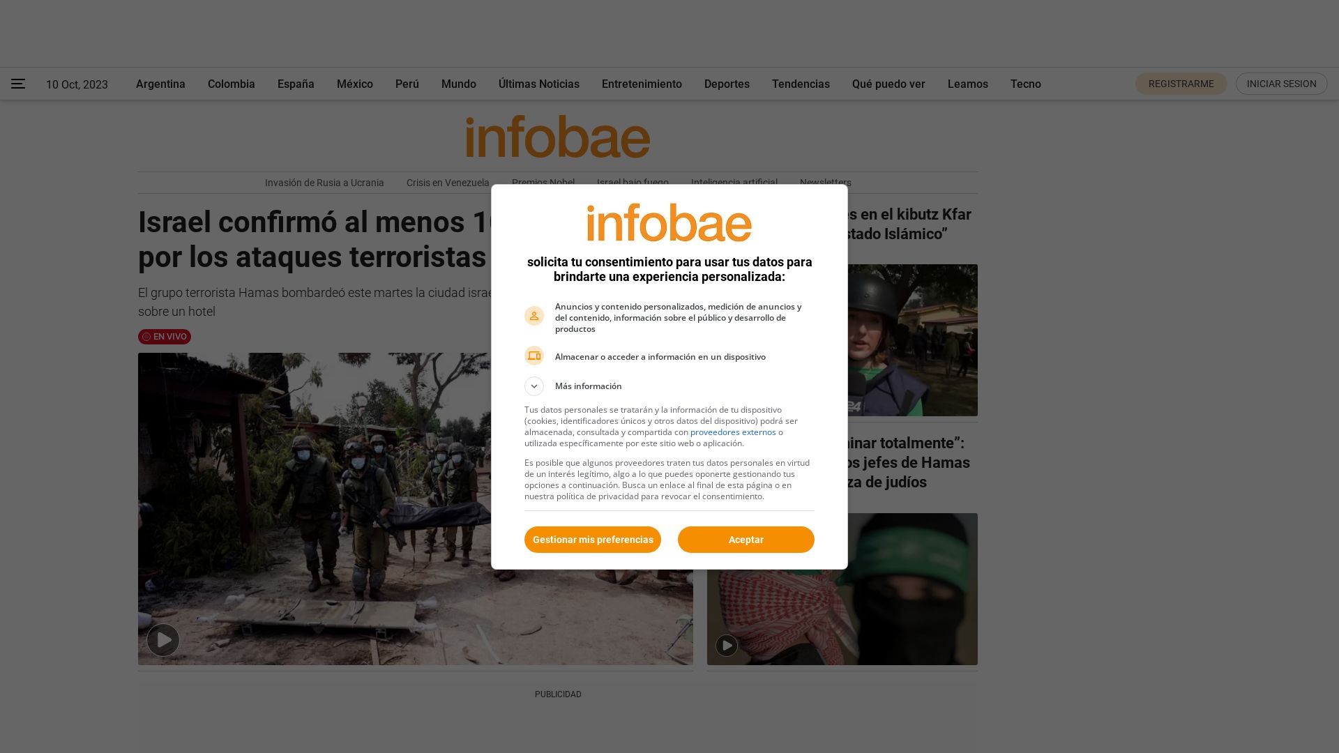 État du site web infobae.com est   EN LIGNE