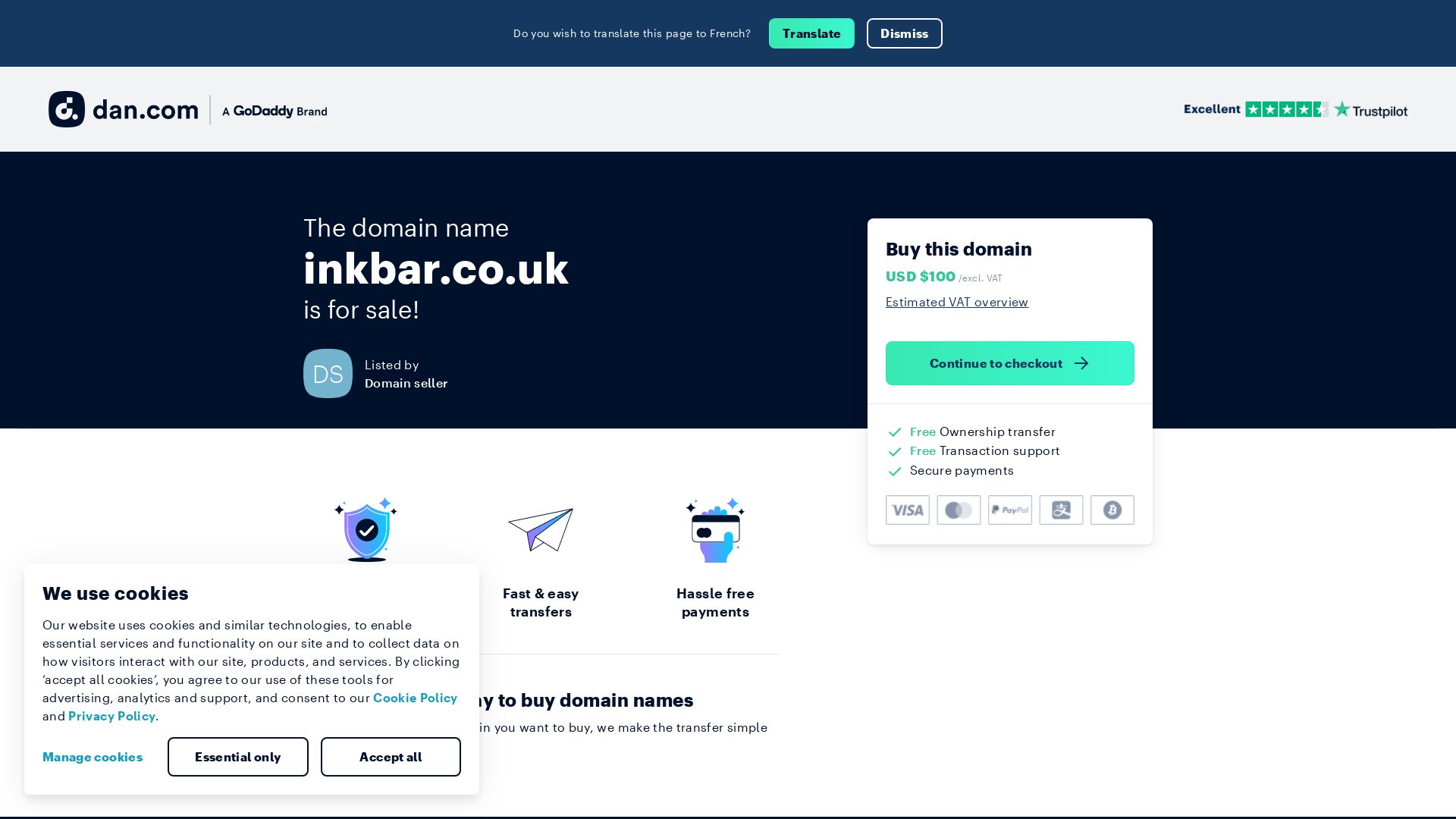 État du site web inkbar.co.uk est   EN LIGNE