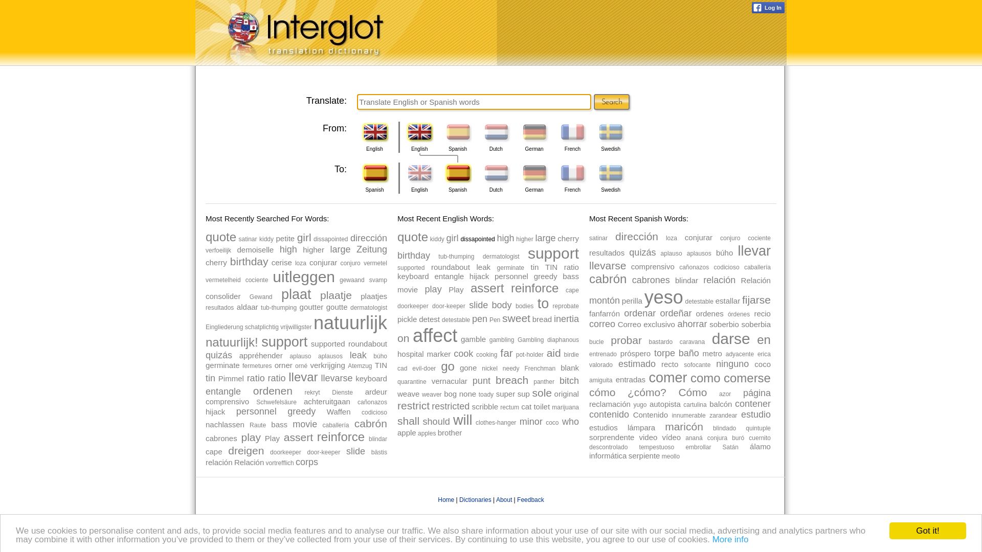 État du site web interglot.com est   EN LIGNE
